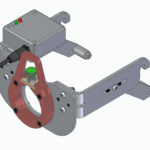 Smart Drive Bracket ISO view. This attaches to the front of a breaker to remotely rack a circuit breaker.