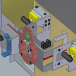 ISO view of a remote racking tool mounted on a circuit breaker.