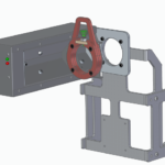 ISO view of a smart drive bracket used to remotely rack a circuit breaker.
